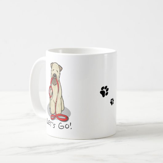 Laten we beginnen! Walk Wheaten Terrier Dog (piepe Koffiemok (Voorkant links)