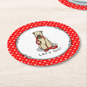 Laten we beginnen! Walk Wheaten Terrier Dog (piepe Ronde Kartonnen Onderzetter