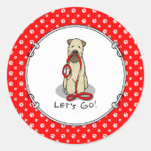 Laten we beginnen! Walk Wheaten Terrier Dog (piepe Ronde Sticker (Voorkant)