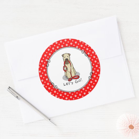 Laten we beginnen! Walk Wheaten Terrier Dog (piepe Ronde Sticker (Envelop)