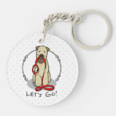 Laten we beginnen! Walk Wheaten Terrier Dog (piepe Sleutelhanger (Achterkant)