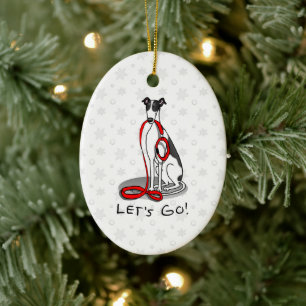 Laten we beginnen! (wandelen) Greyhound Dog (zwart Keramisch Ornament