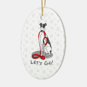 Laten we beginnen! (wandelen) Greyhound Dog (zwart Keramisch Ornament (Links)