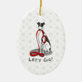Laten we beginnen! (wandelen) Greyhound Dog (zwart Keramisch Ornament (Voorkant)