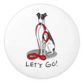 Laten we beginnen! (wandelen) Greyhound Dog (zwart Keramische Knop (Voorkant)