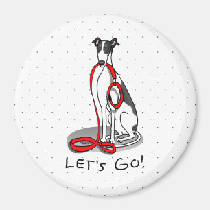 Laten we beginnen! (wandelen) Greyhound Dog (zwart Magneet