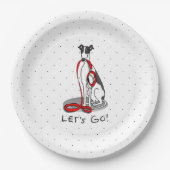 Laten we beginnen! (wandelen) Greyhound Dog (zwart Papieren Bordje (Voorkant)