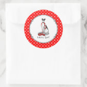 Laten we beginnen! (wandelen) Greyhound Dog (zwart Ronde Sticker (Tas)