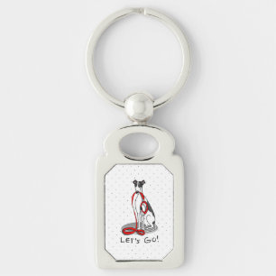 Laten we beginnen! (wandelen) Greyhound Dog (zwart Sleutelhanger