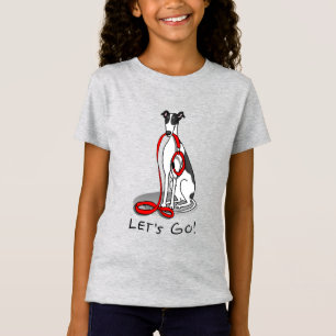 Laten we beginnen! (wandelen) Greyhound Dog (zwart T-shirt