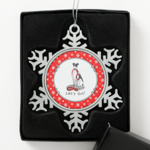 Laten we beginnen! (wandelen) Greyhound Dog (zwart Tin Sneeuwvlok Ornament