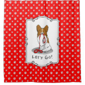 Laten we beginnen! (wandelen) Papillon (wit en roo Douchegordijn (Voorkant)