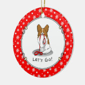 Laten we beginnen! (wandelen) Papillon (wit en roo Keramisch Ornament (Links)