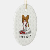 Laten we beginnen! (wandelen) Papillon (wit en roo Keramisch Ornament (Rechts)