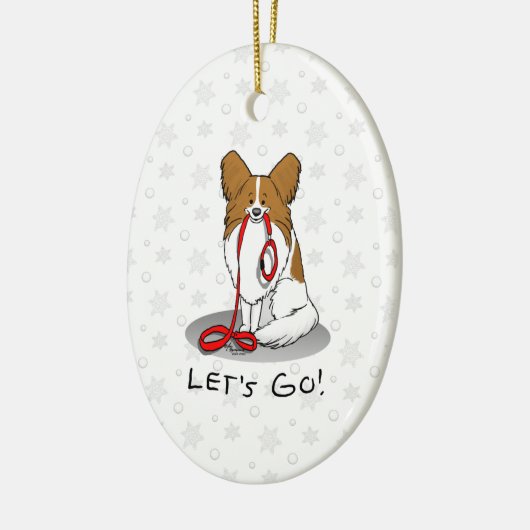 Laten we beginnen! (wandelen) Papillon (wit en roo Keramisch Ornament (Links)