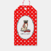 Laten we beginnen! (wandelen) Pug Dog (lichte mug) Cadeaulabel (Voorkant)