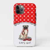 Laten we beginnen! (wandelen) Pug Dog (lichte mug) Case-Mate iPhone Case (Achterkant)
