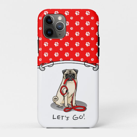 Laten we beginnen! (wandelen) Pug Dog (lichte mug) Case-Mate iPhone Case (Achterkant)