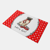 Laten we beginnen! (wandelen) Pug Dog (lichte mug) Deurmat (Schuin)