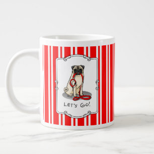 Laten we beginnen! (wandelen) Pug Dog (lichte mug) Grote Koffiekop
