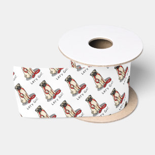 Laten we beginnen! (wandelen) Pug Dog (lichte mug) Satijnen Lint