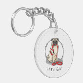 Laten we beginnen! (wandelen) Pug Dog (lichte mug) Sleutelhanger (Voorkant Links)