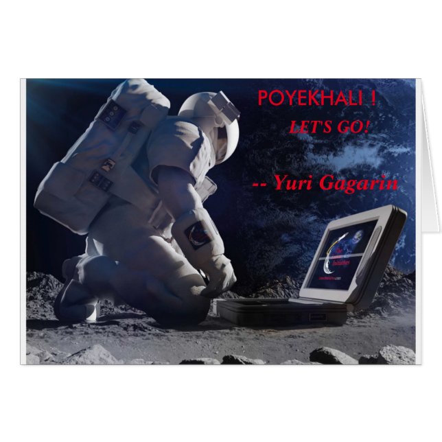 LATEN WE BEGINNEN! - Yuri Gagarin Card Blank (Voorkant Horizontaal)