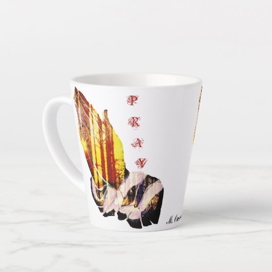 "Laten we bidden" Latte Mok (Linkerhoek)