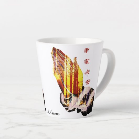 "Laten we bidden" Latte Mok (Rechterhoek)