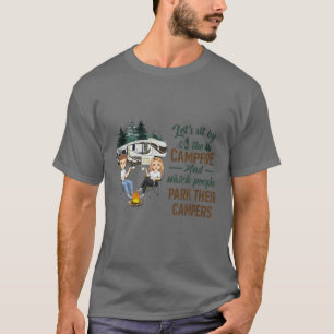 Laten we bij het kampvuur zitten en kijken hoe men t-shirt