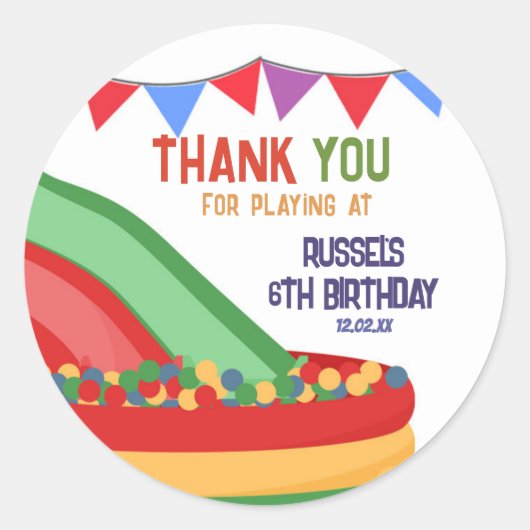 Laten we Binnen speelplaats Verjaardag spelen Ronde Sticker (Voorkant)