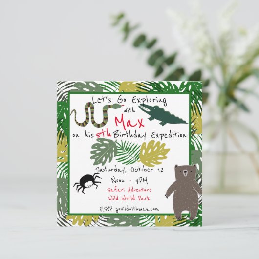 Laten we Birthday Oerwoud Safari Birthday gaan ond Kaart (Staand voorkant)