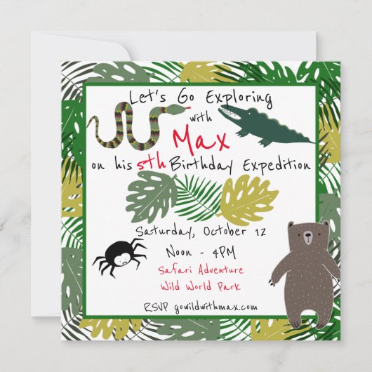 Laten we Birthday Oerwoud Safari Birthday gaan ond Kaart (Voorkant)