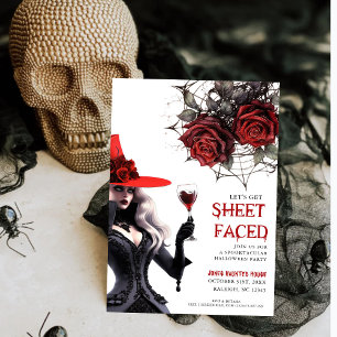 Laten we Blad Gezicht Bloemen Volwassen Halloween Kaart