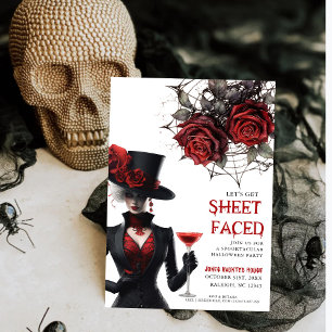 Laten we Blad Gezicht Bloemen Volwassen Halloween Kaart