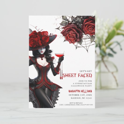 Laten we Blad Gezicht Bloemen Volwassen Halloween  Kaart (Staand voorkant)