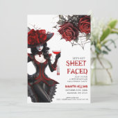 Laten we Blad Gezicht Bloemen Volwassen Halloween Kaart (Staand voorkant)