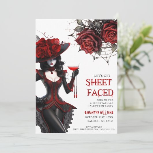 Laten we Blad Gezicht Bloemen Volwassen Halloween  Kaart (Staand voorkant)