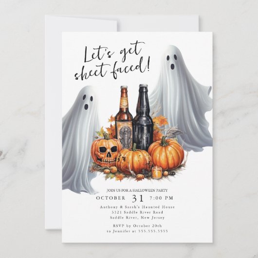 Laten we Blad Gezicht Halloween Feest Kaart (Voorkant)