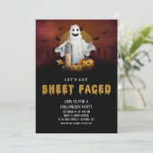 Laten we Blad Gezicht Halloween Feest Kaart (Staand voorkant)