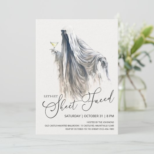 Laten we Blad Gezicht krijgen, Ghost Martini Hallo Kaart (Staand voorkant)