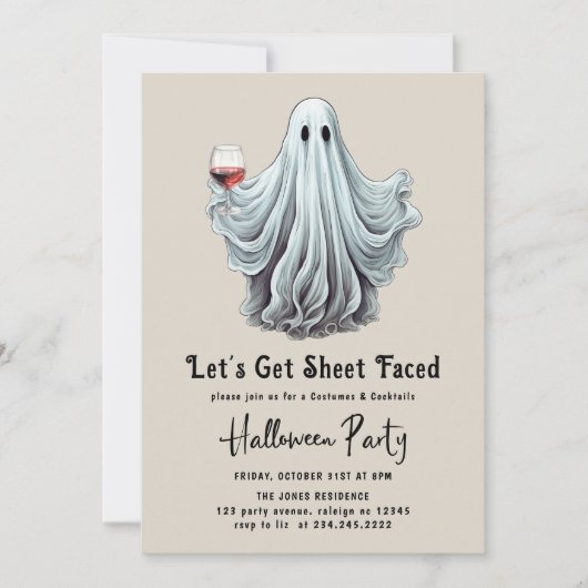 Laten we Blad Gezicht Volwassen Halloween Feest Kaart (Voorkant)