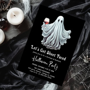 Laten we Blad Gezicht Volwassen Halloween Feest Kaart