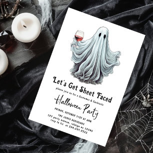Laten we Blad Gezicht Volwassen Halloween Feest Kaart