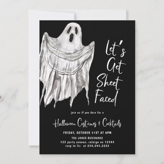 Laten we Blad Gezicht Volwassen Halloween Feest Kaart (Voorkant)