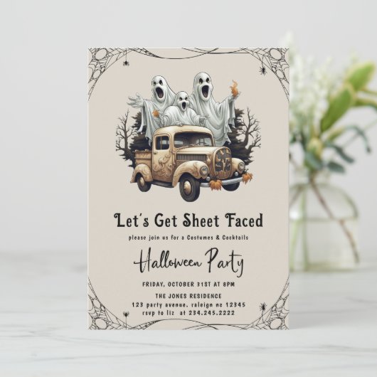 Laten we Blad Gezicht Volwassen Halloween Party In Kaart (Staand voorkant)