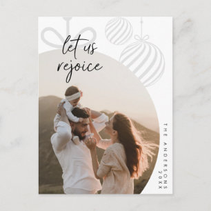 Laten we blij zijn, familiefoto, seizoensgroet briefkaart