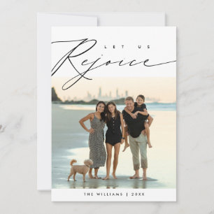 Laten we blij zijn, Kerstmis familie foto Layover Feestdagenkaart