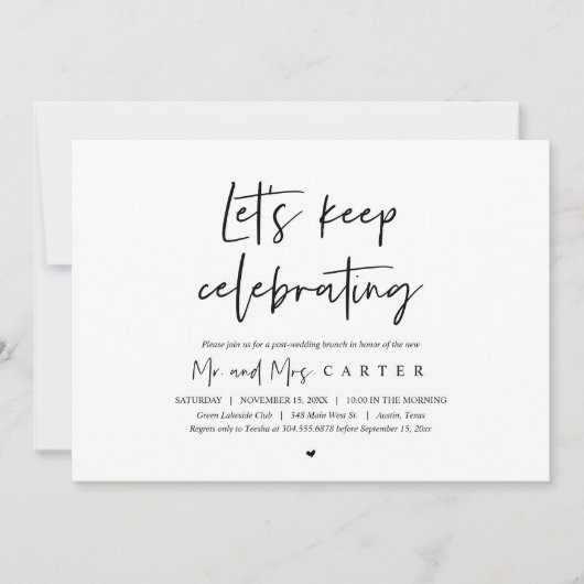 Laten we blijven vieren, na de bruiloft brunch kaart (Voorkant)