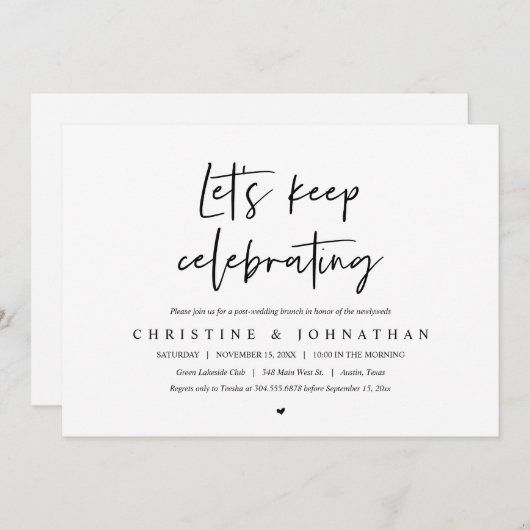 Laten we blijven vieren, na het huwelijk brunch in kaart (Voorkant / Achterkant)